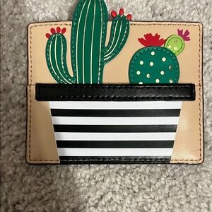 Kate Spade Beige Card Holder with Cactus Design